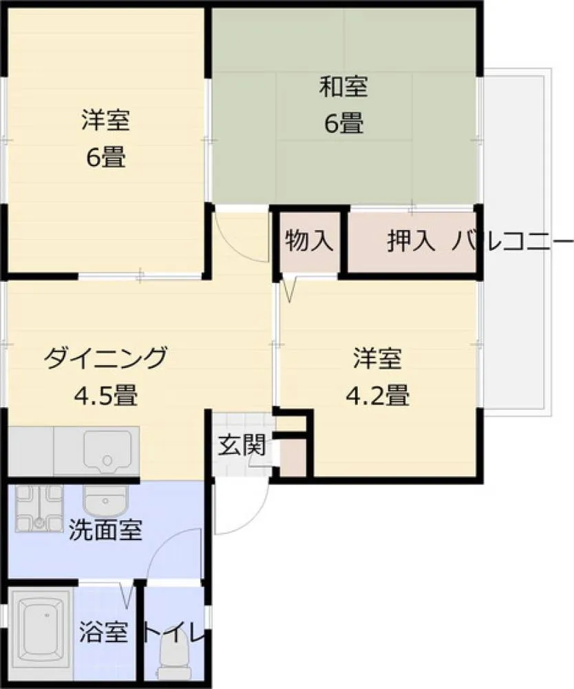 サンビレッジOKUNO D棟 106号室の写真 2