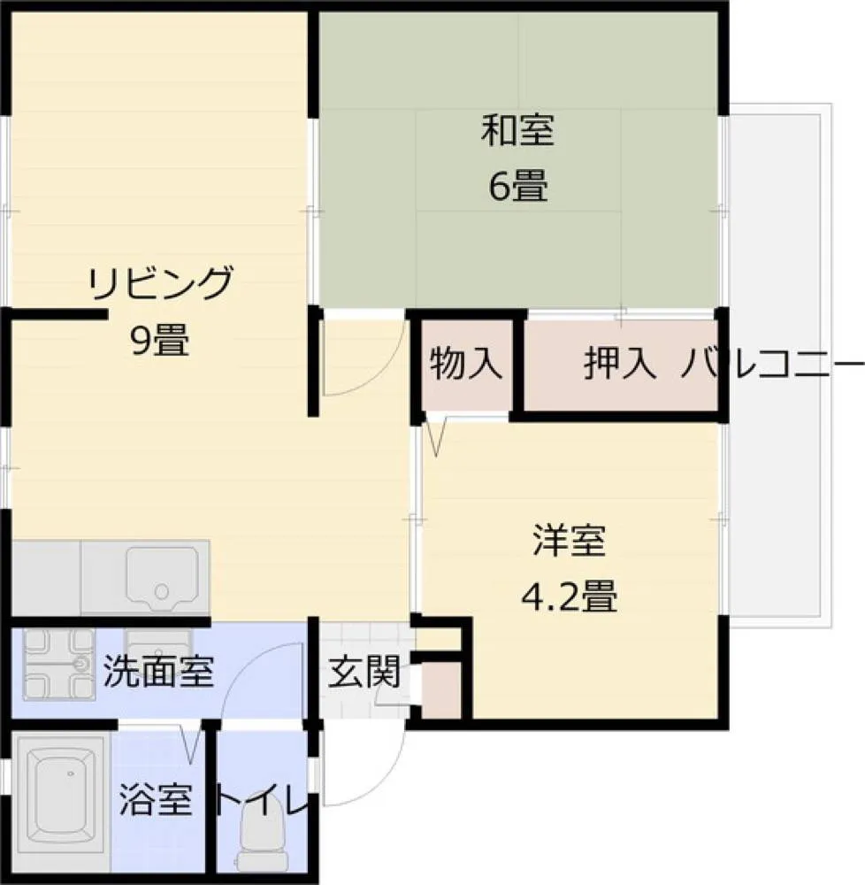 サンビレッジOKUNO D棟 202号室の写真 2