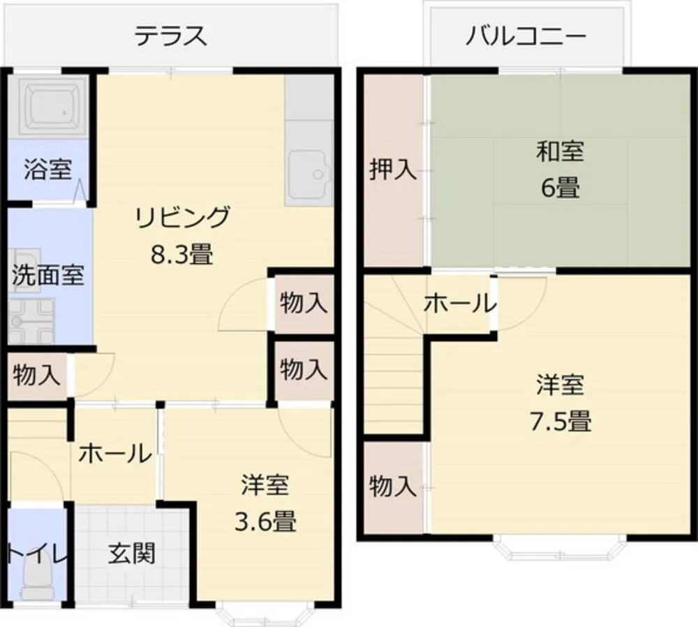 MKハイツ E号室の写真 2